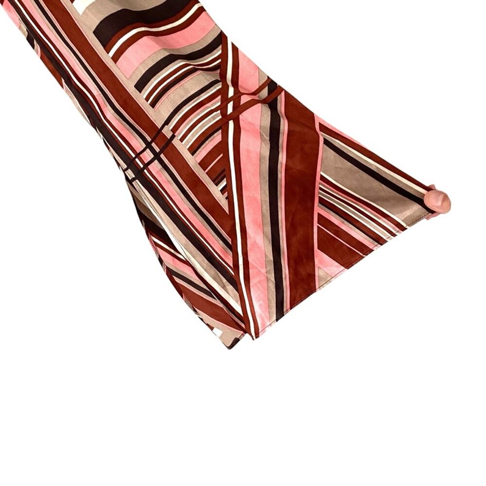 Shoshanna Silk Stripe One Shoulder Dress size 8 Brown Pink Cream - Picture 3 of 7